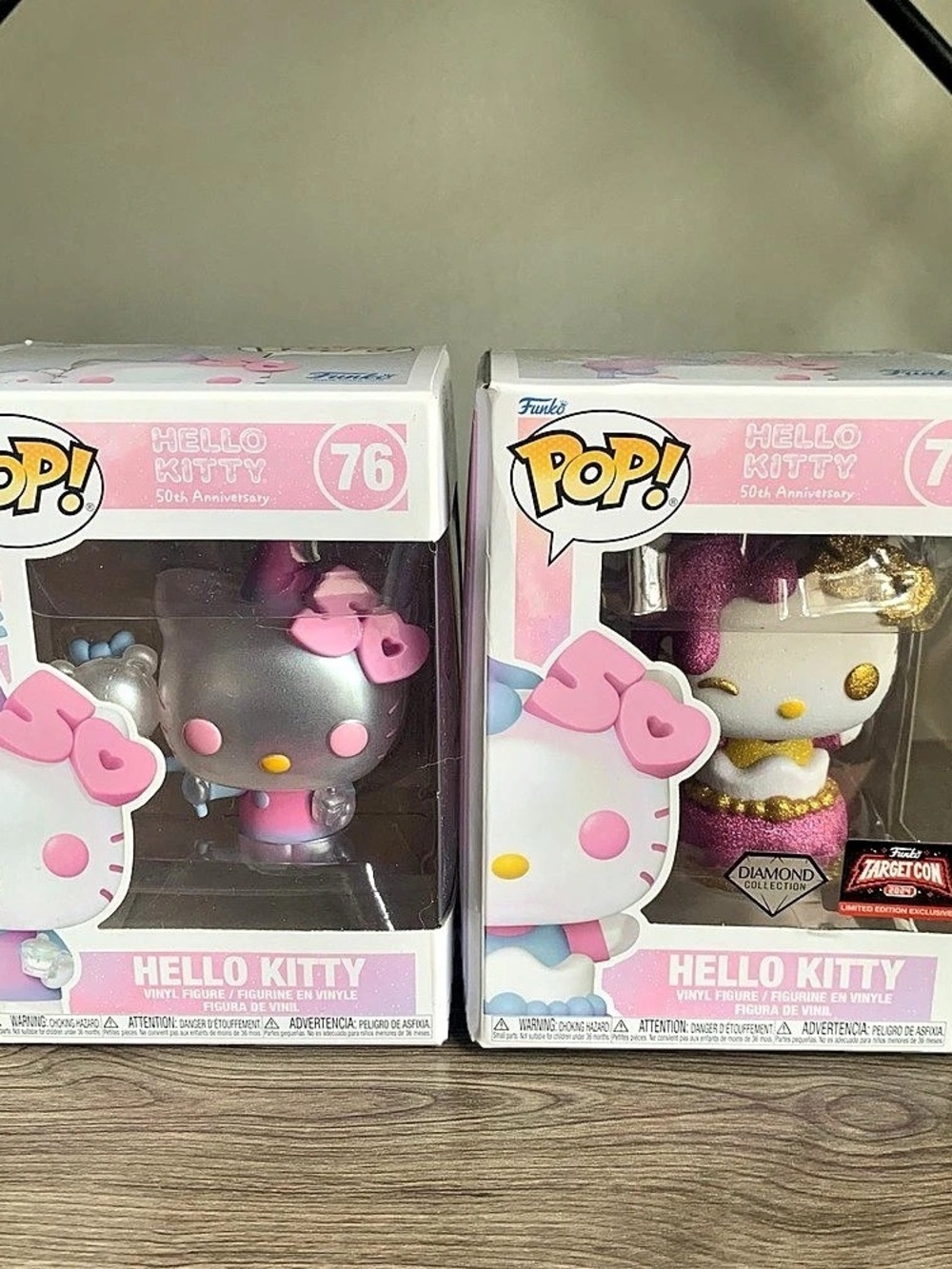 Funko Hello Kitty 50th Anniversary Pop! figures #75 and #76 & #76 Pink & White